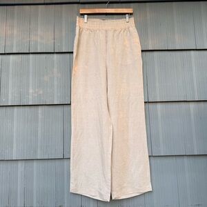 NWT H&M BEIGE KHAKI LINEN RAYON WIDE LEG PANTS SIZE MEDIUM